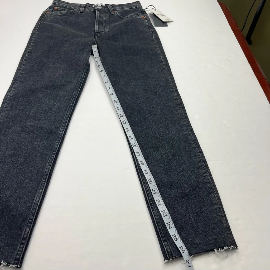 Re/Done 90s Ultra High‎ Rise Ankle Crop Denim Jean Size 27 Stoned Noir Black NEW - Image 11