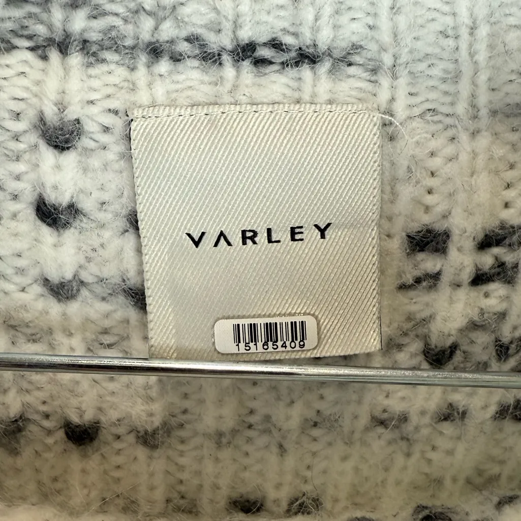 Varley Revolve Belgrave Knit Mockneck Sweater Egret & Charcoal Size Large - Image 5