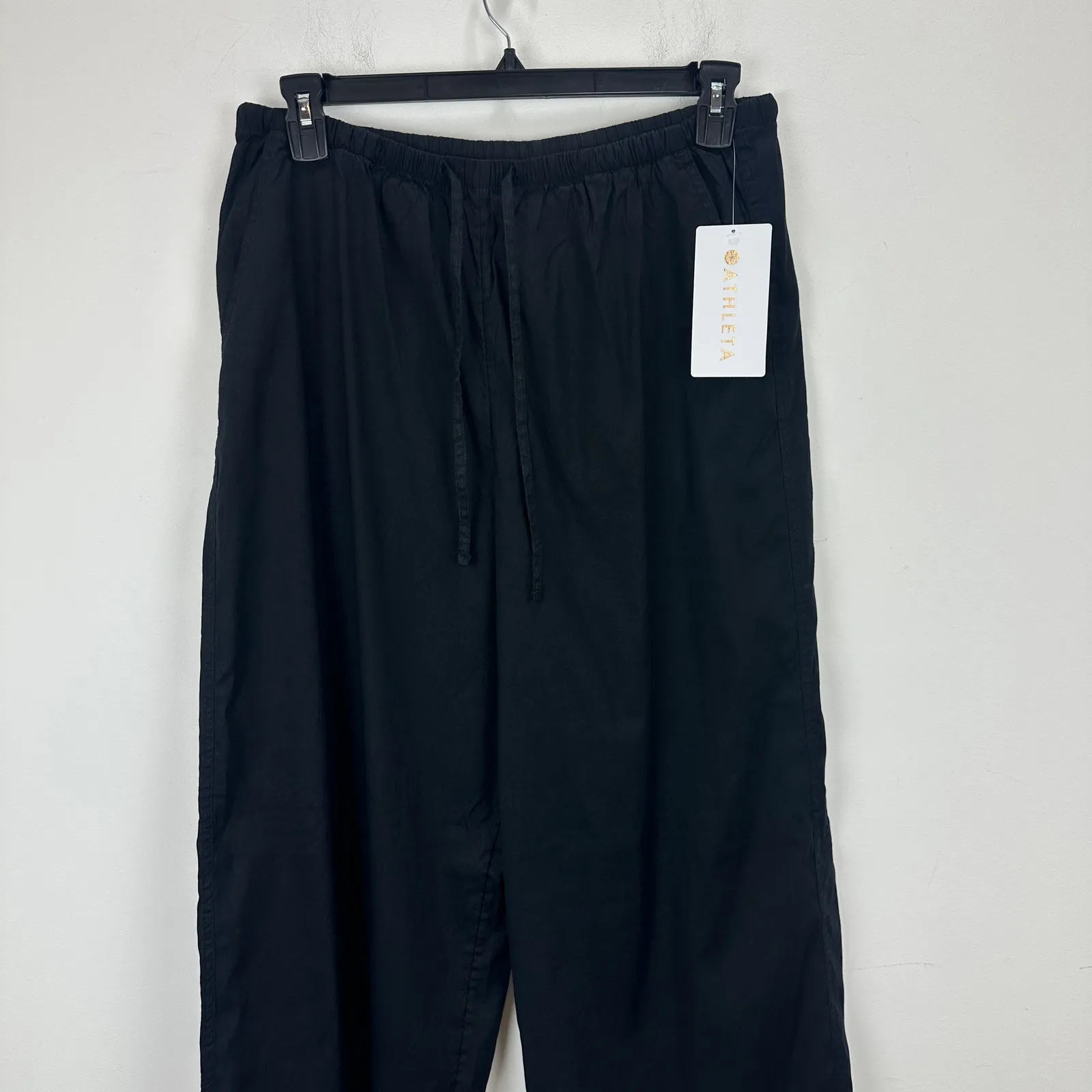 Athleta Tall Paradise Mid Rise Wide Leg Pant Black Linen Blend Relaxed M NWT - Image 6