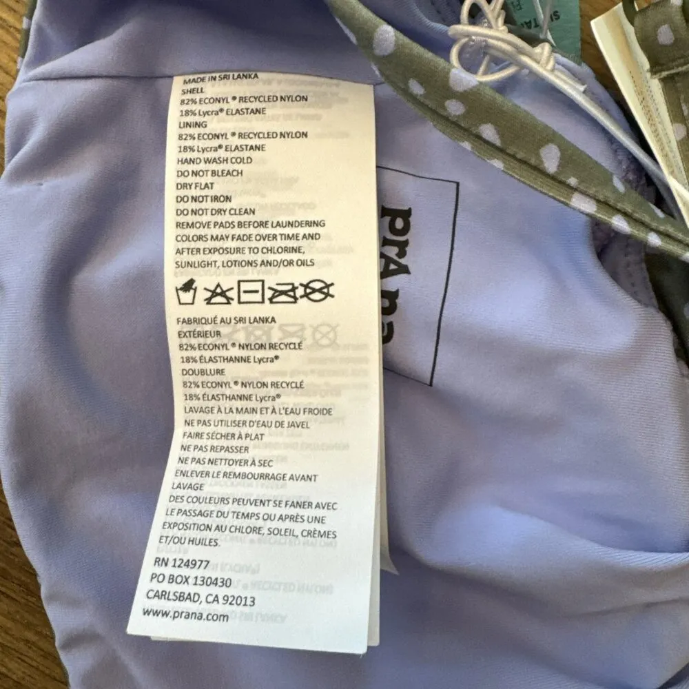 Prana Onyx Bay Bikini Swim Top Small Army Spots Green Purple Swimsuit NWT - Image 4