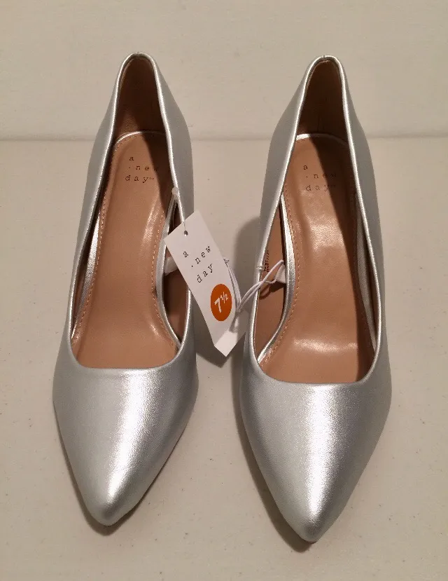Silver High Heels, Size 7 1/2 - Image 2