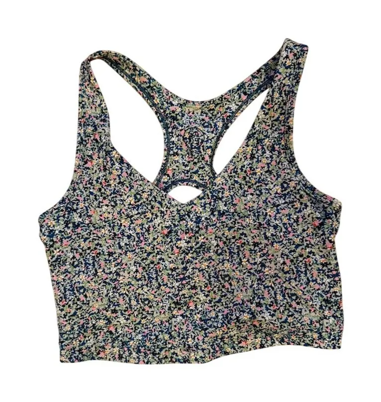 Sage Collective Women's Floral Racerback Sports Bra Medium Multicolor - Image 1