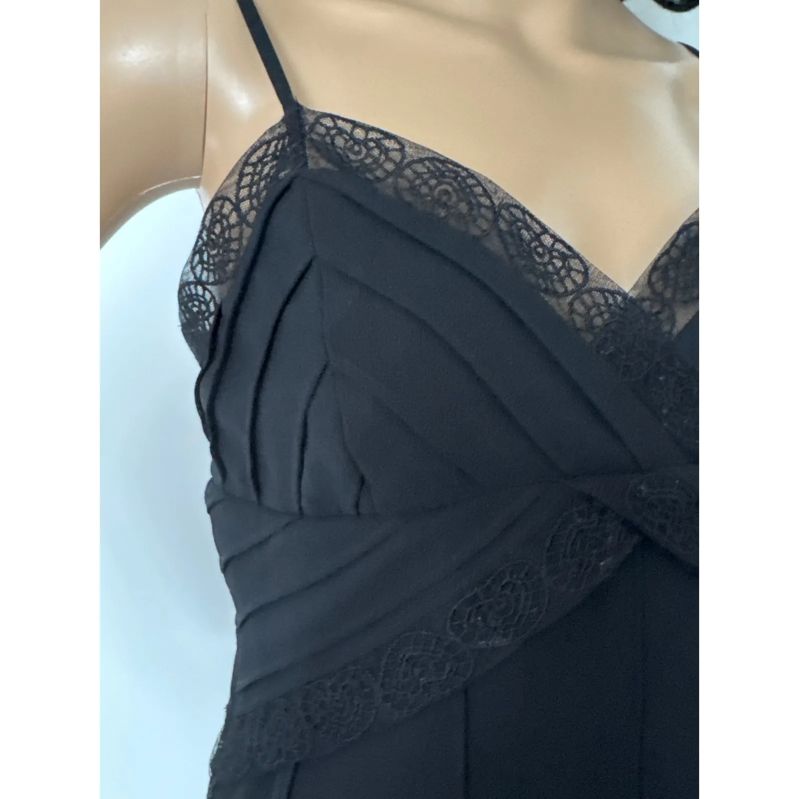 Eliza J New York Black sexy Lace pleated Trim Midi sleeveless Dress Size 4 Petite - Image 6