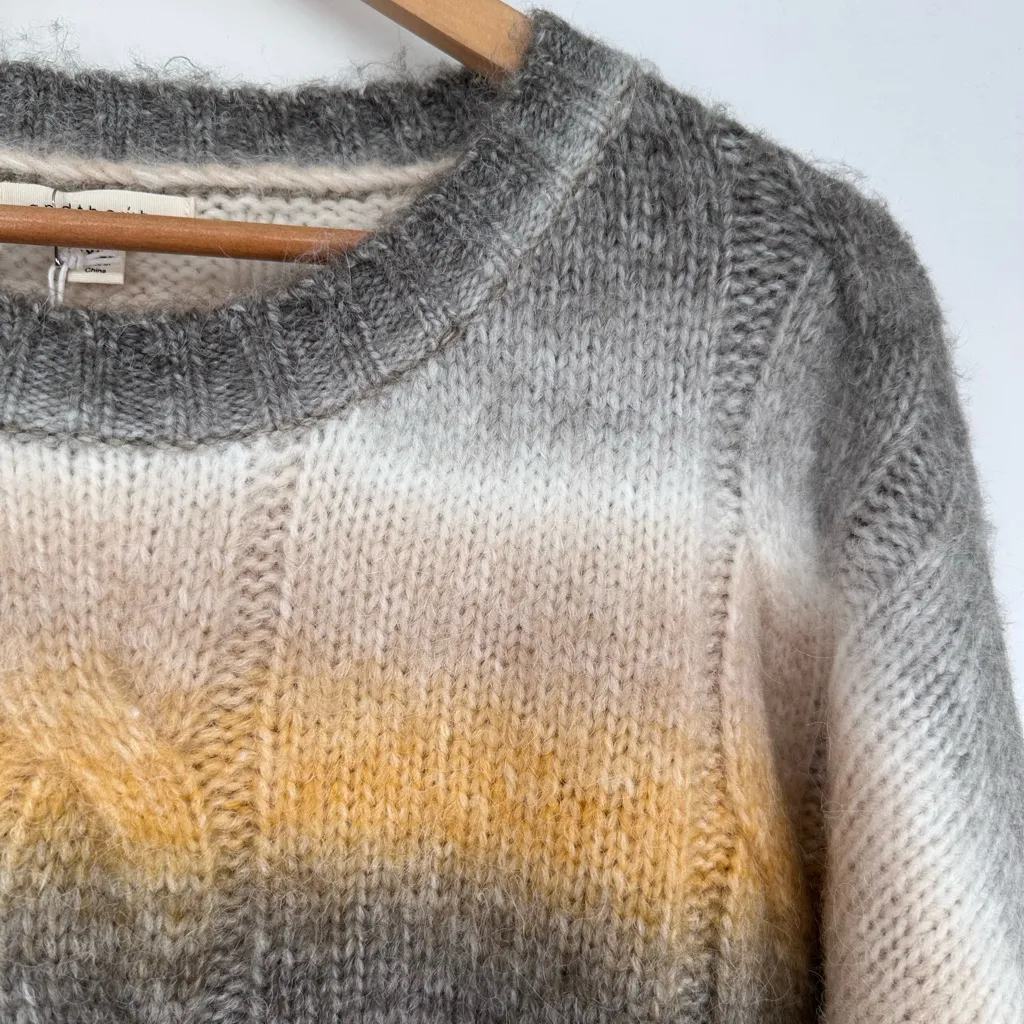 And The Why Striped Fuzzy Sweater size 1X/2X NWT Long Sleeve Grey White Yellow Gray - Image 5