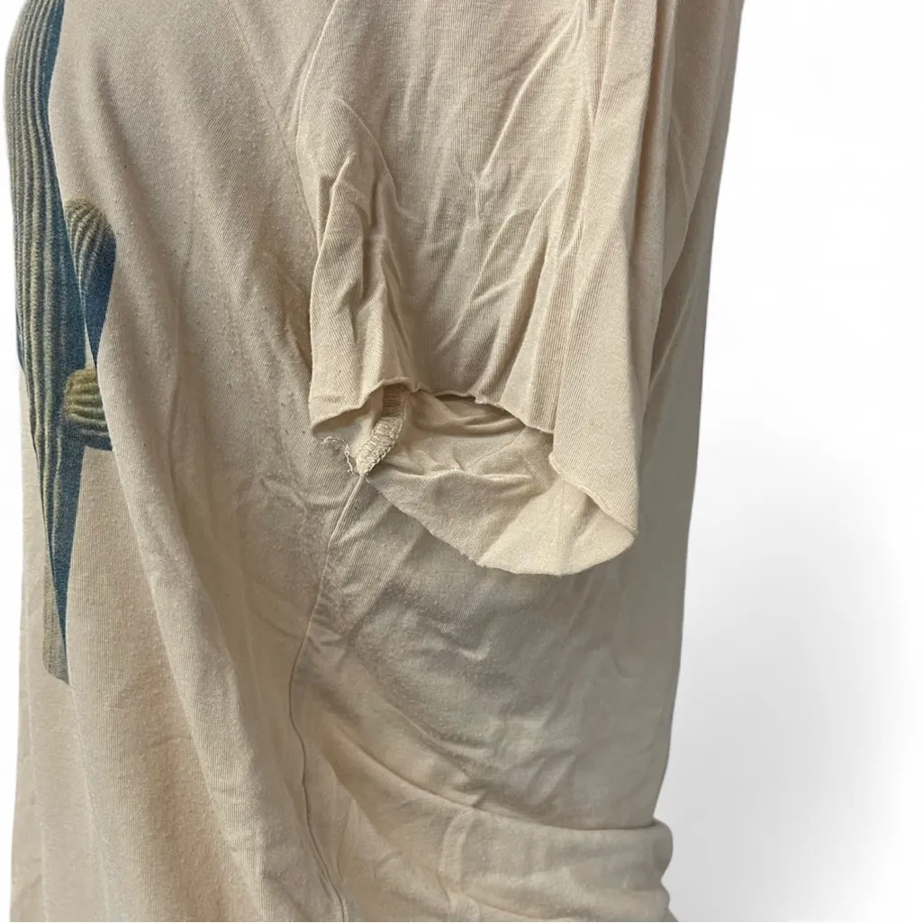 PINK Victoria Secret Tan Cactus Graphic Tee Oversized Super Soft M Off Shoulder - Image 4