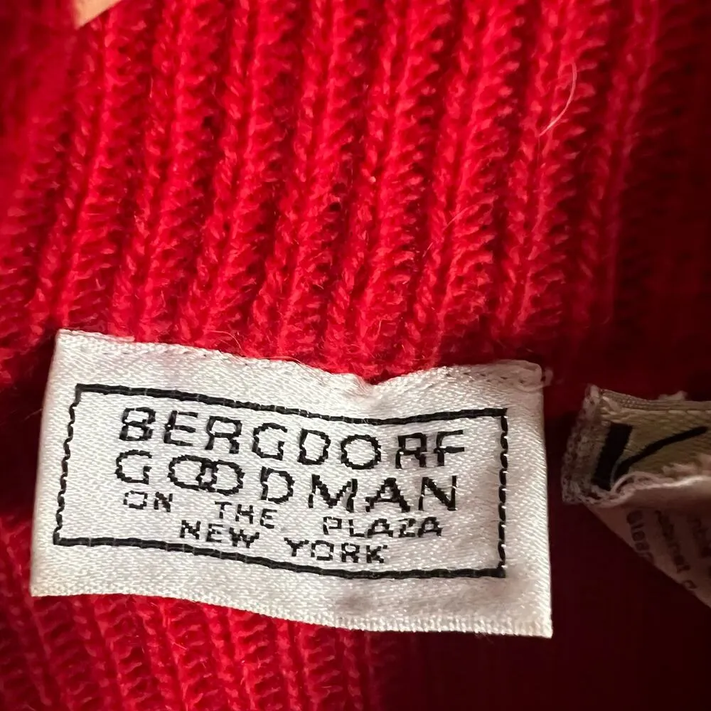 Bergdorf Goodman Vintage Red Ribbed Knit Turtleneck Wool Sweater Size Small - Image 2