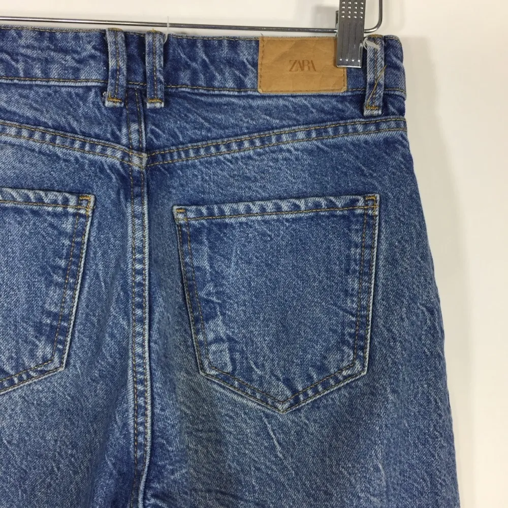 Zara Straight Leg Jeans 100% Cotton Raw Frayed Hem Size 2 - Image 14