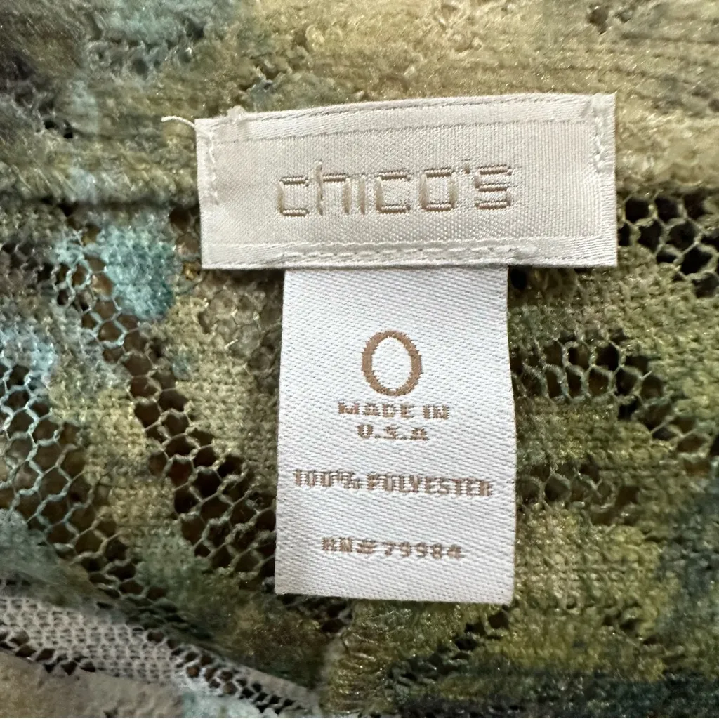 Chico’s Sheer Mesh Fairycore Abstract Floral Top Size 0 Small Woodland Grunge - Image 7