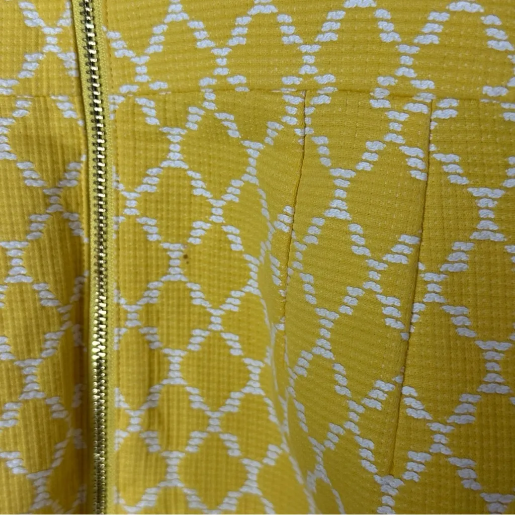 Kate Spade New York Hilary Yellow White Quatrefoil Sweetheart Dress Size 2 - Image 13