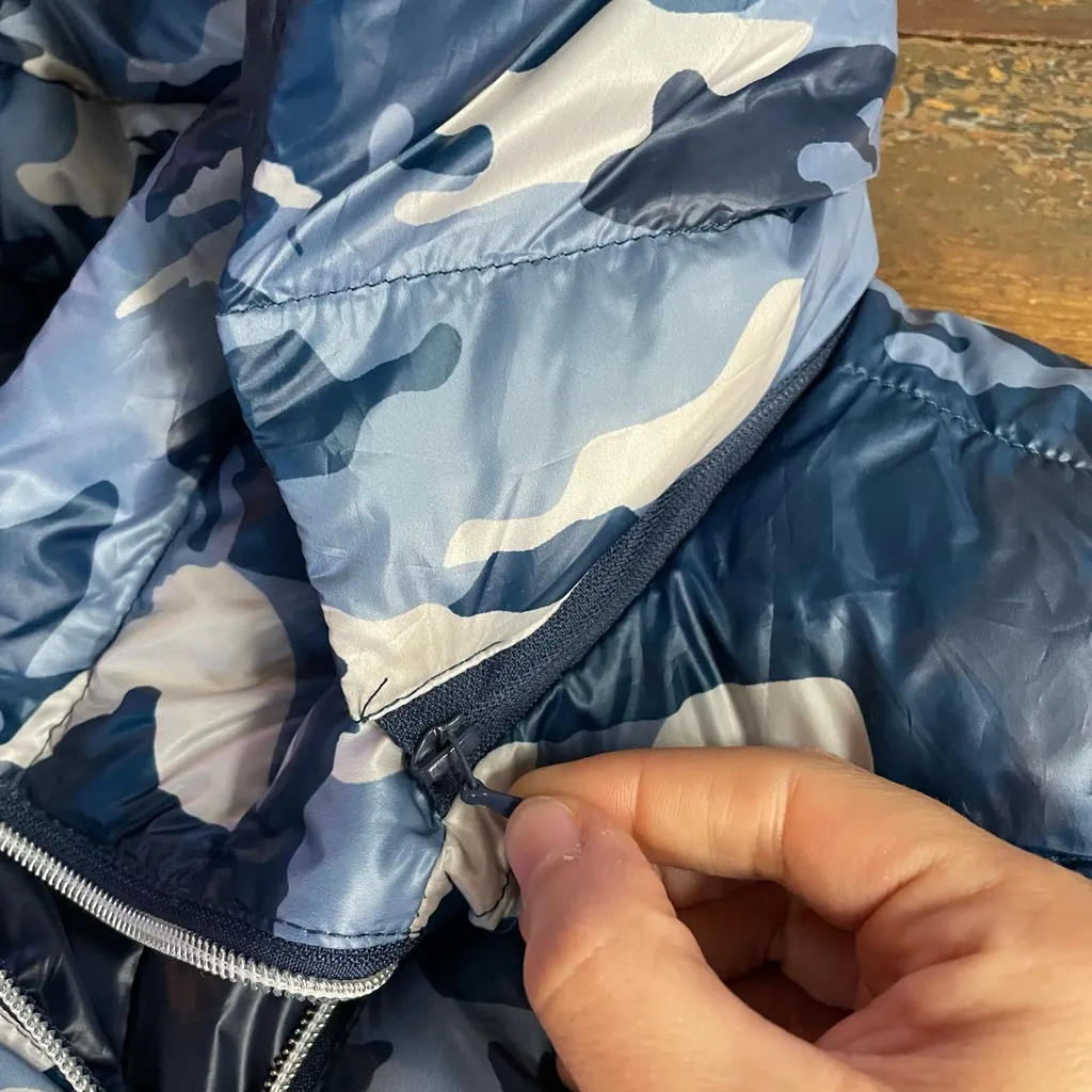 My Anorak Blue Camo Removable Hooded Duck Down Puffer Vest Outerwear Sz S 🧡 White - Image 12