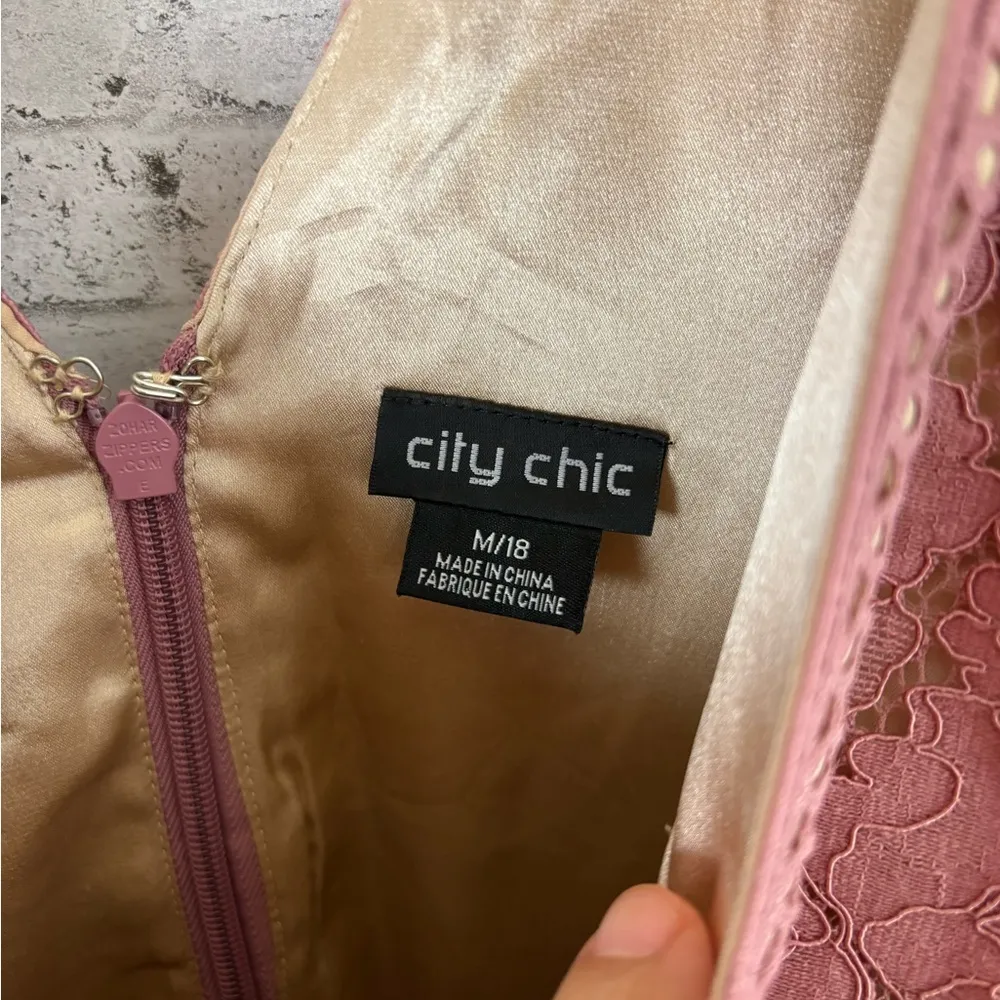 City Chic Blush Pink Eyelash Hem Lace Deess - Image 4