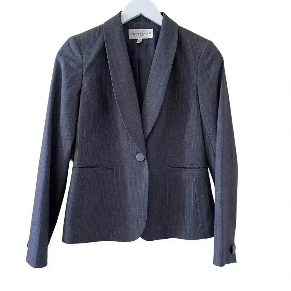 Jones New York Suit Striped Lined Stylish Professional Career Office Women’s Bla - Image 2