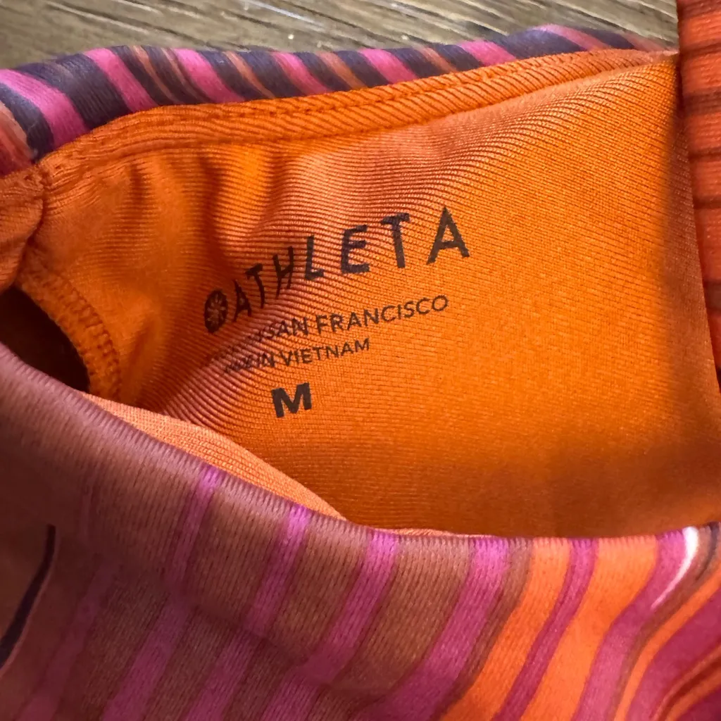 Athleta Striped Pink and Orange Bikini Set small bottoms medium top - Image 4