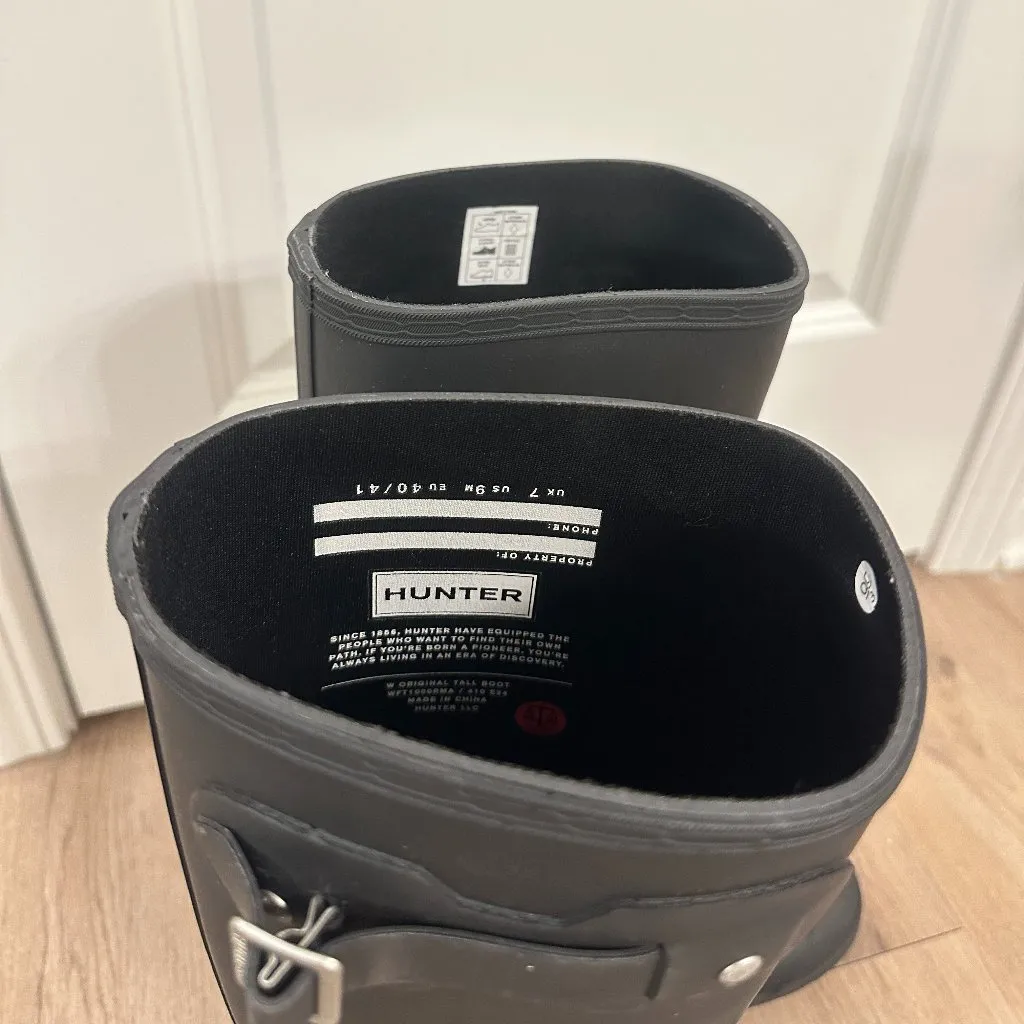 HUNTER Original Tall Rain Boot in Black Size US 9 - Image 7