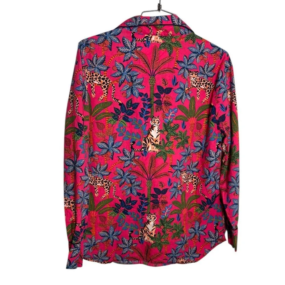 Printfresh Bagheera button down Sleep Shirt Top in hot pink small - Image 2