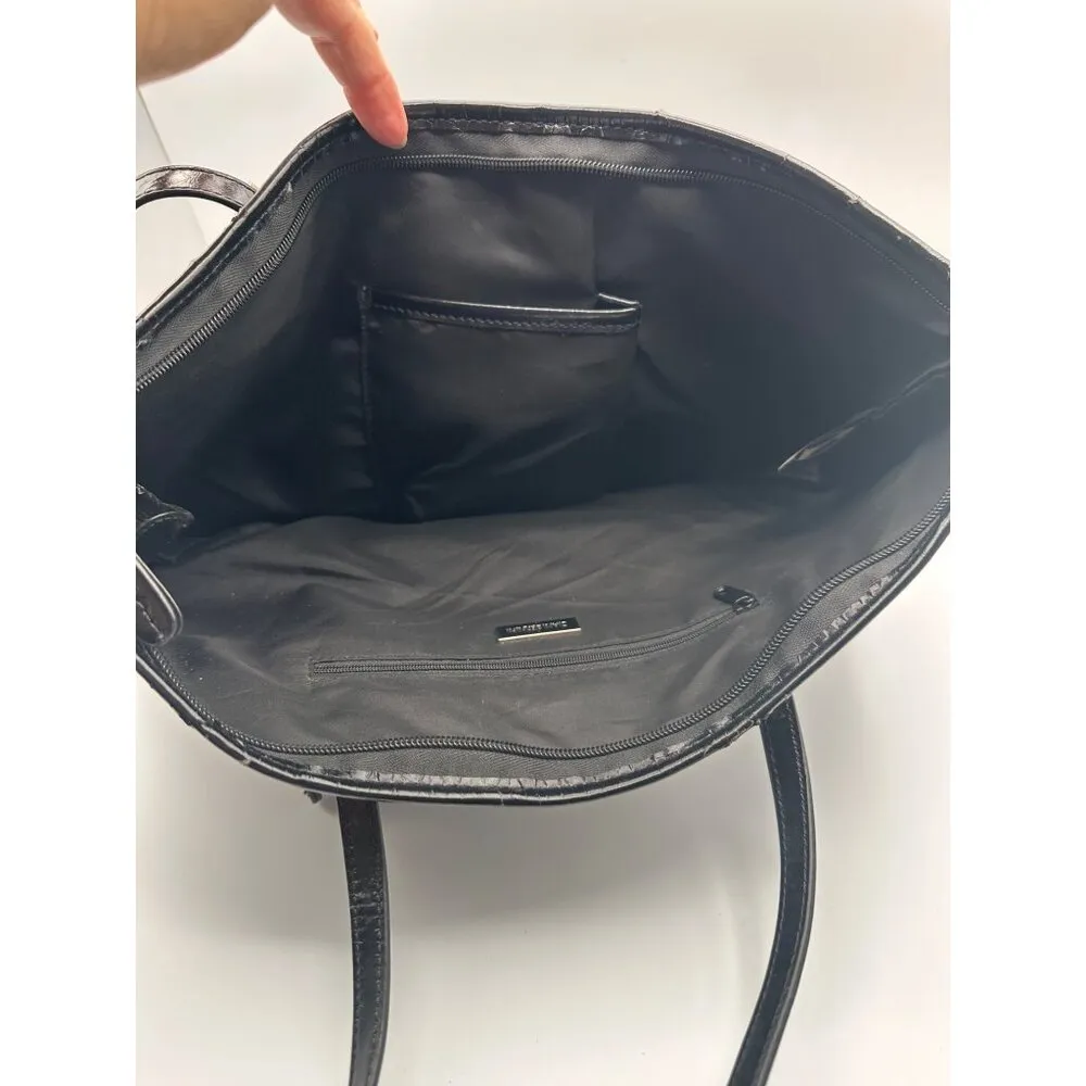 Giani Bernini Black Monogram Tote Bag – Leather Trim & Silver Hardware - Image 7