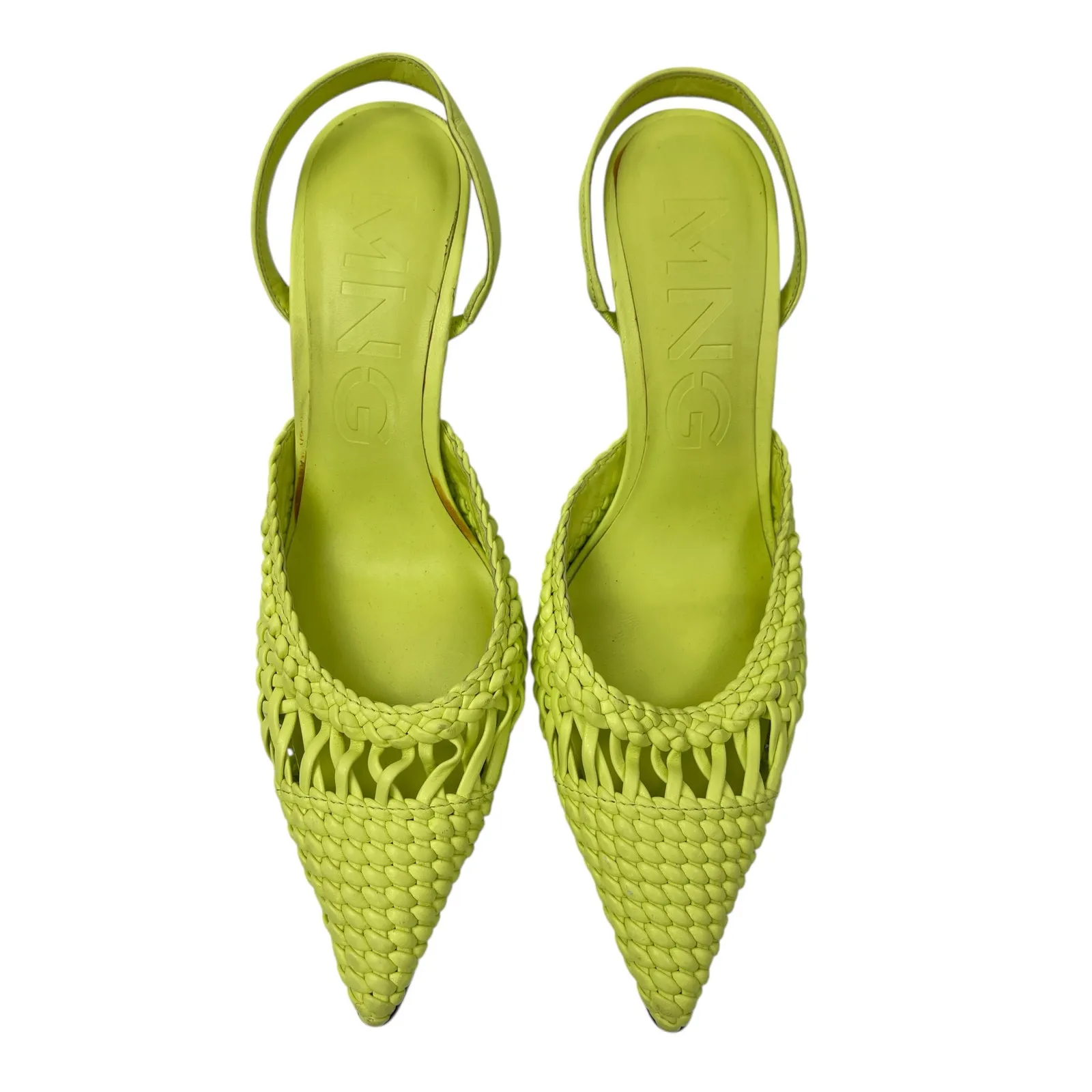 Mango MNG Women's Green Pointed Toe Slip On Stiletto Heels Slingback Sandals 9.5 - Image 2