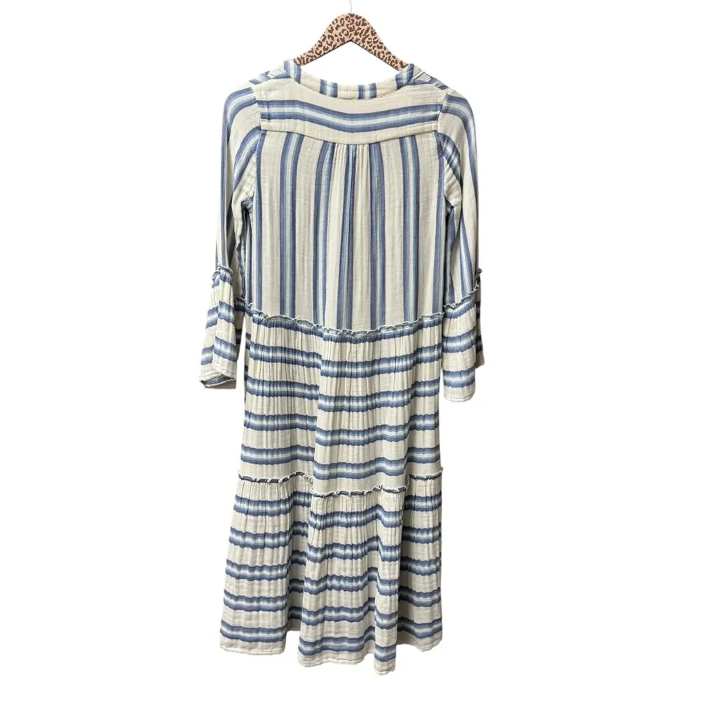 NEW Faherty Dream Cotton Gauze Vida Midi Dress Blue Baja Extra Small XS NWT - Image 6