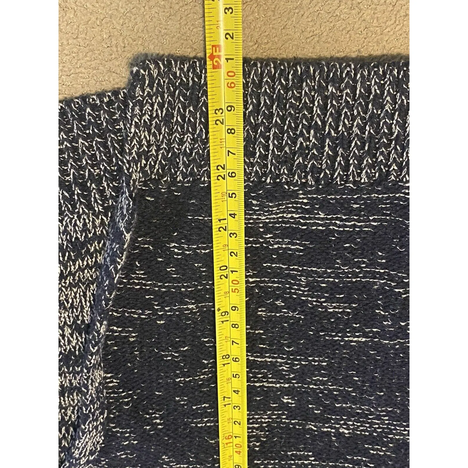 Massimo Dutti Navy Blue Marled Heavy Knit Split Back Sweater Sz small - Image 10