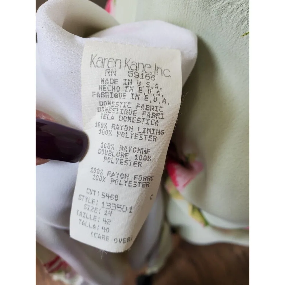 Vintage Karen Kane Floral Polyester Sleeveless Scoop Neck Long Maxi Dress 14 - Image 9