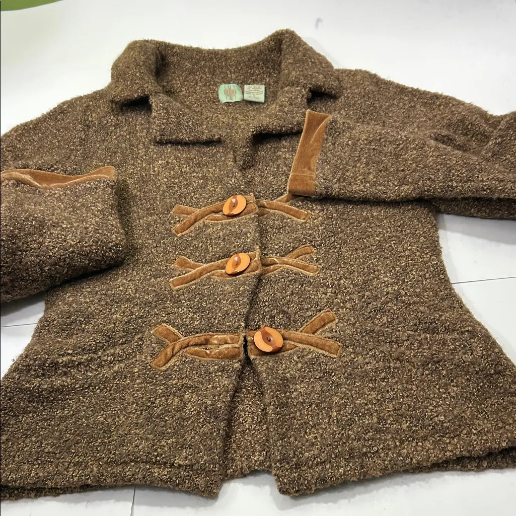 HWR Anthropologie Brown Textured sweater jacket - Image 13