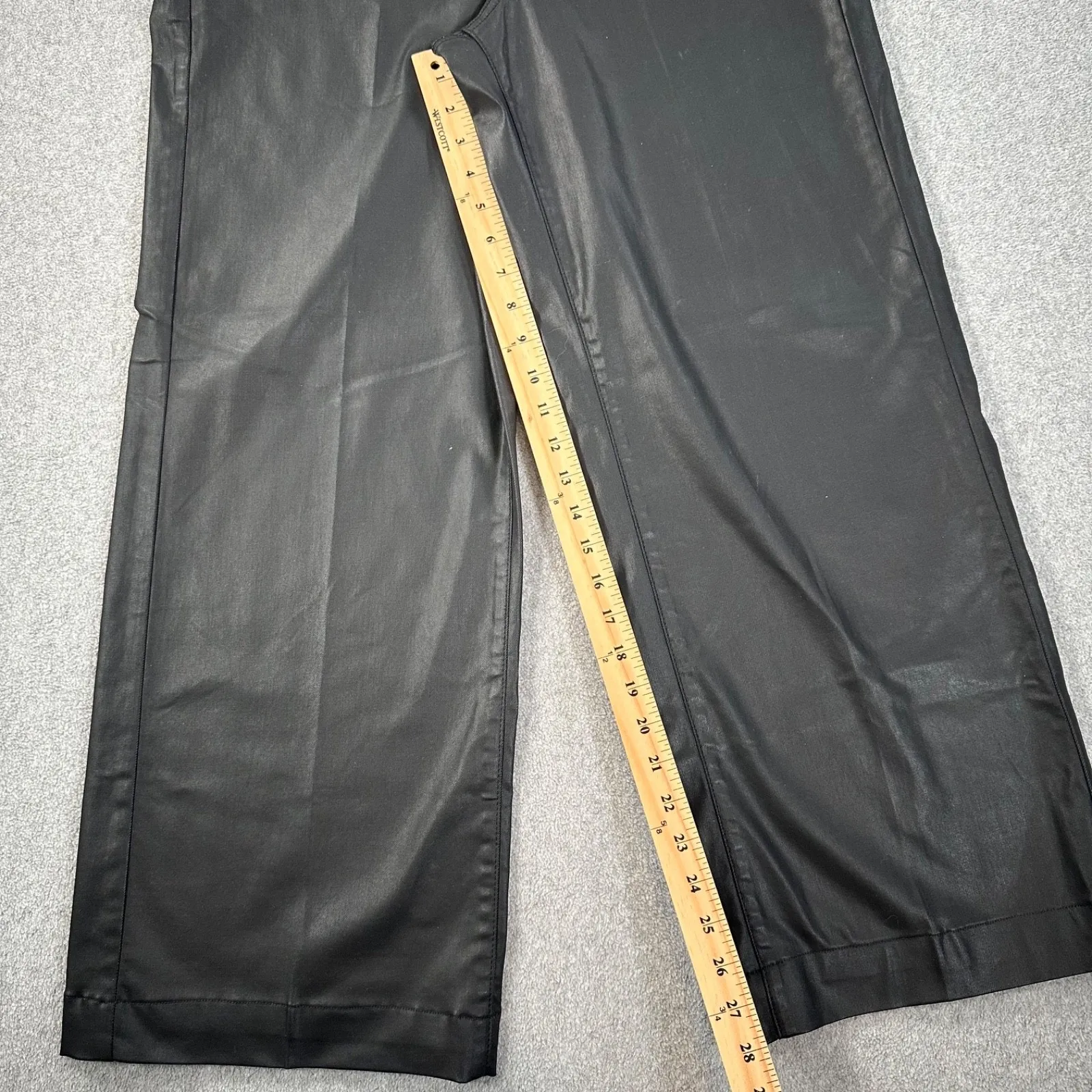 NYDJ Teresa Wide Leg Black Coated Jeans Women's 12 Inseam 28" Lift Tuck New - Image 2