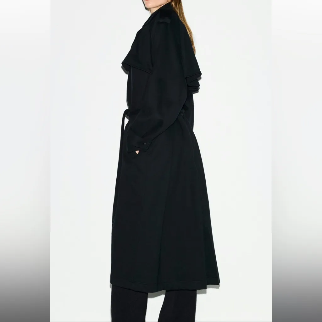 SKIMS Boyfriend Fleece Oversized Trench Coat Onyx Black Size 2X NWT - Image 7