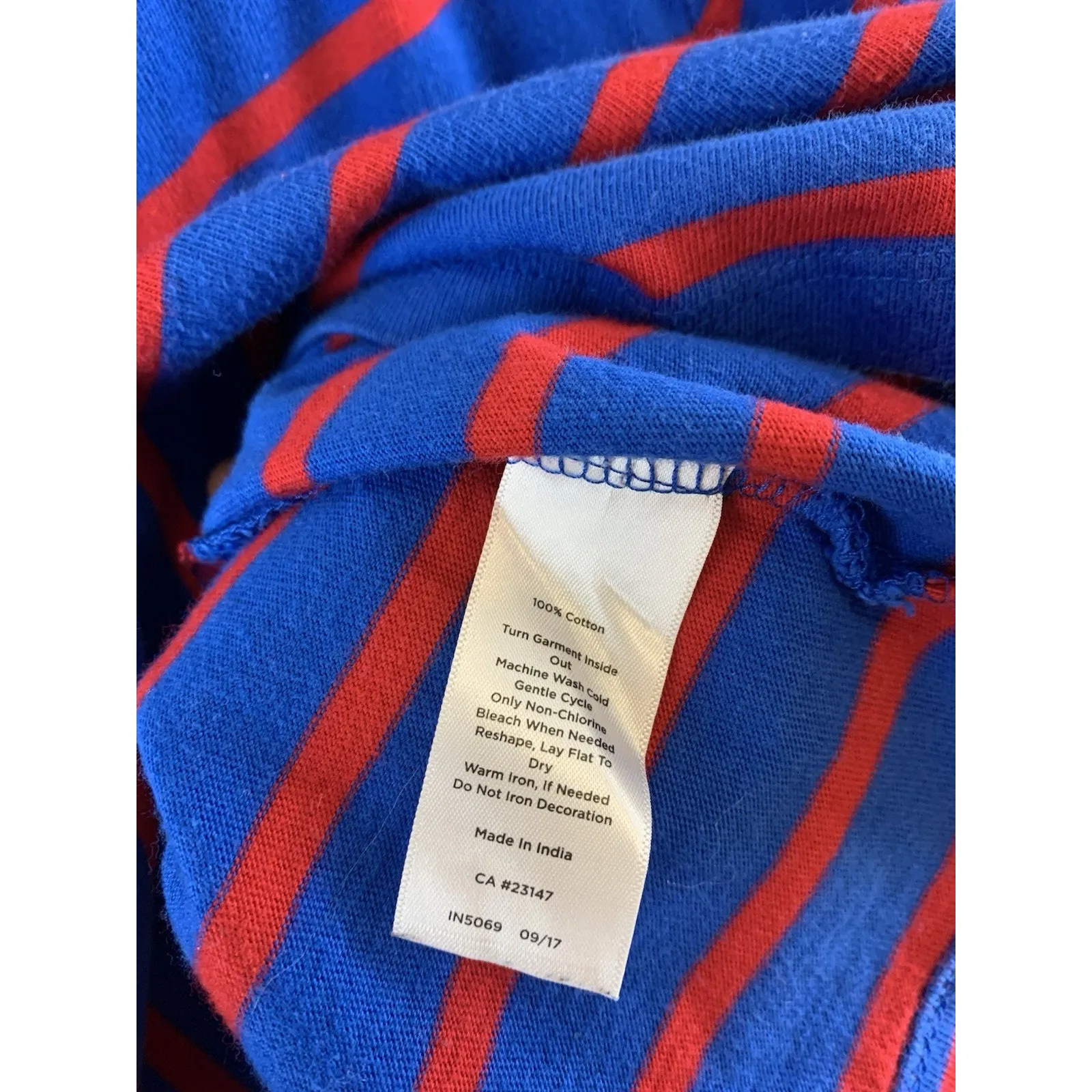 Talbots Women’s T Shirt 3/4 Sleeve Blue Red Stripes Beaded Joyeux Size 2XLP - Image 9