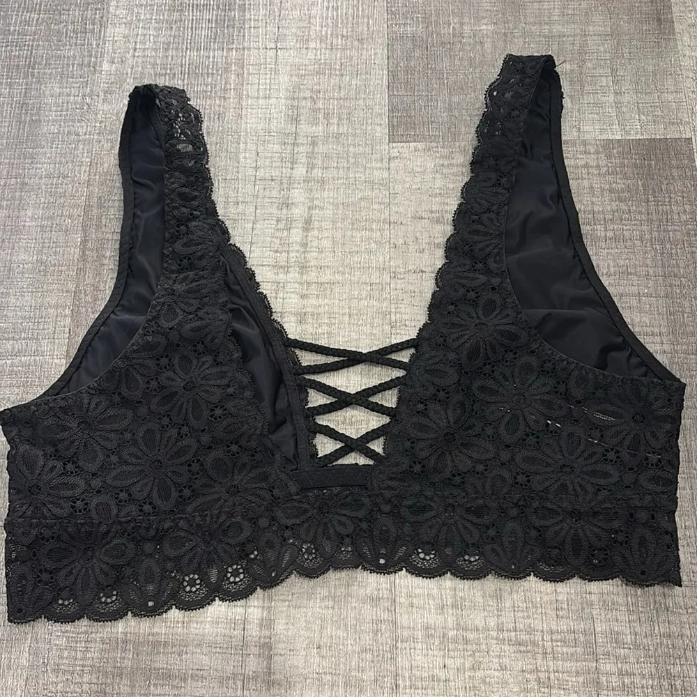 Victoria Secret lace bralette black strappy front medium - Image 7