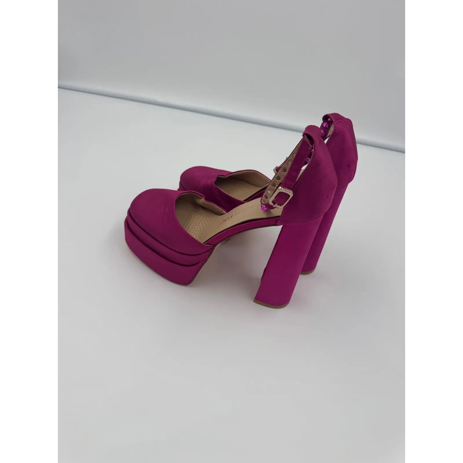Azalea Wang Penelope Platform High Heels‎ Studded Ankle Strap Size 9 Pink - Image 5