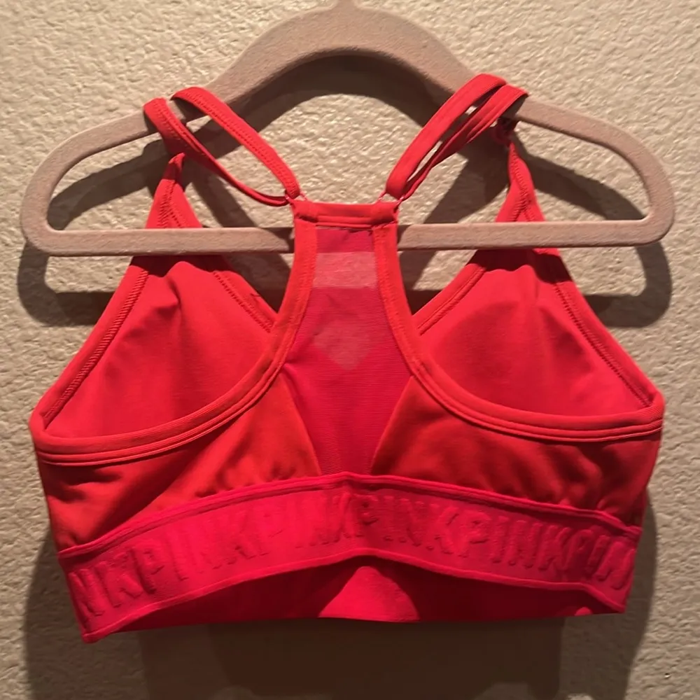 Victoria’s Secret PINK Ultimate Sports Bra Red Gold Logo Size XS - Image 4