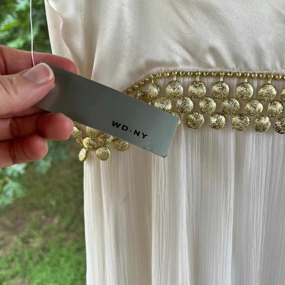 WDNY White And Gold 100% Silk Beaded Cocktail Dress Size 8. NEW - Image 11