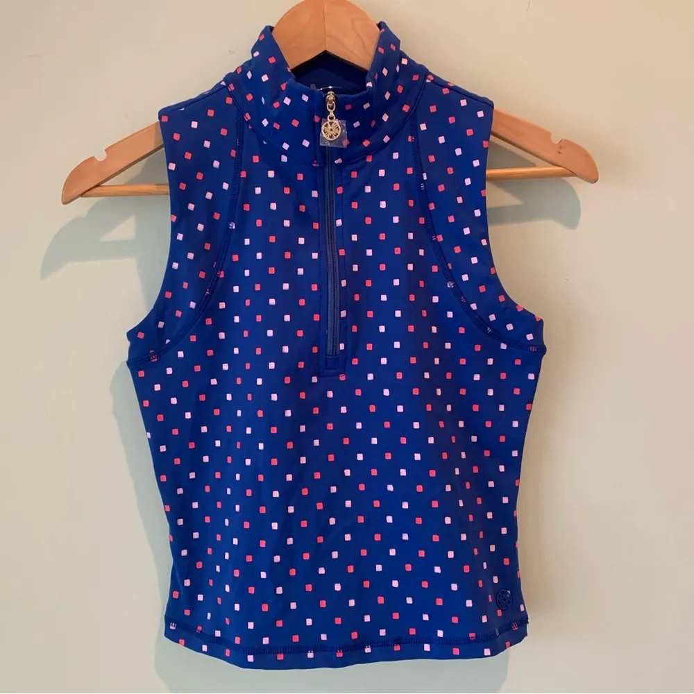 NWT Lilly Pulitzer Callie Half Zip Borealis Blue Luxletic Studio Stretch Top XS - Image 2