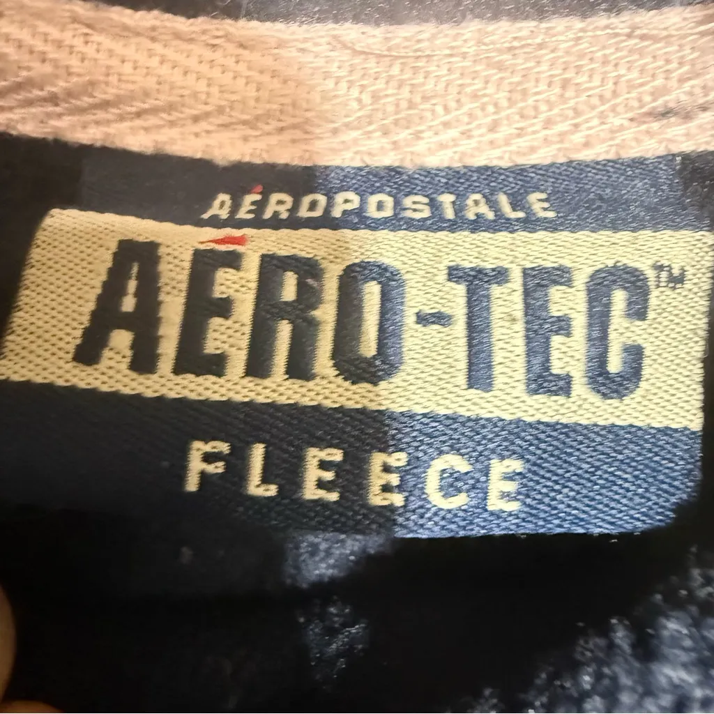 Y2K Aeropostale Aero-Tec Fleece Navy and Light Pink Crew Neck Fleece Size XL - Image 6