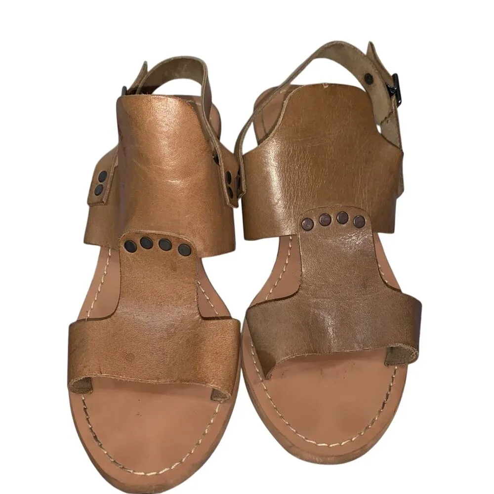 Barbara Barbieri Italian Made Leather Chunky Heels Tan Size 8 - Image 3