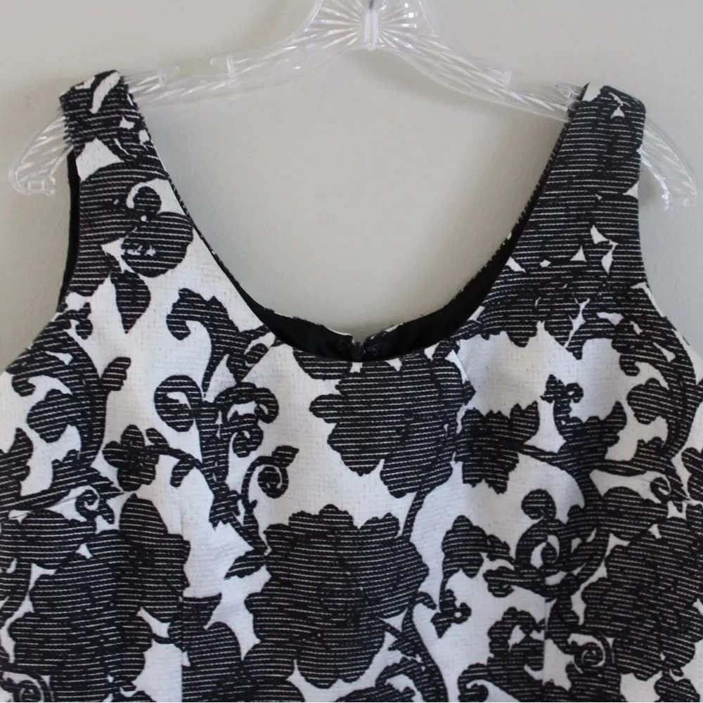 Albert Nipon Black & White Floral Print Dress & Coat Set Gray Size 18 - Image 7