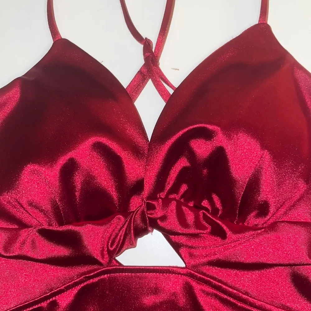 Red Satin Mini Dress Size XS - Image 3