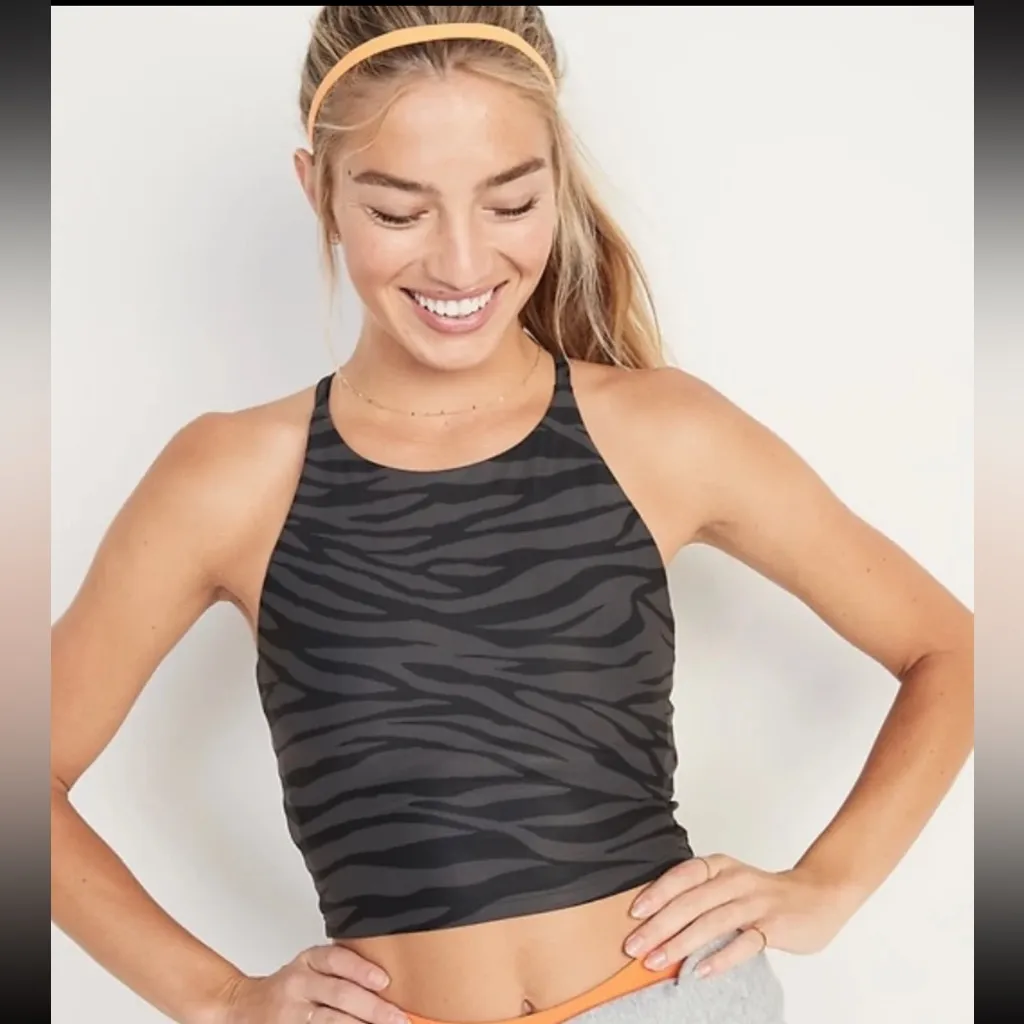 Lot of Athletic Medium Aerie and Old Navy Zebra Stripe Long Line Sports Bra Top - Image 2