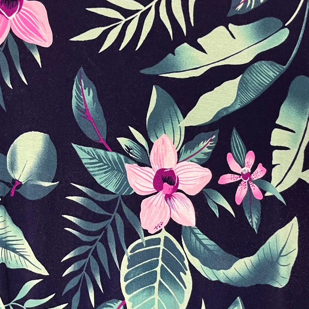 Old Navy Tropical Floral Knot Swing Dress Navy Blue Pink Green Women’s Size M - Image 3