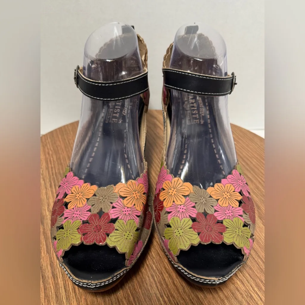 Spring Step L’Artiste Women Black/Multi Avnia Ankle Strap Shoe Sandal Heel 41 - Image 2
