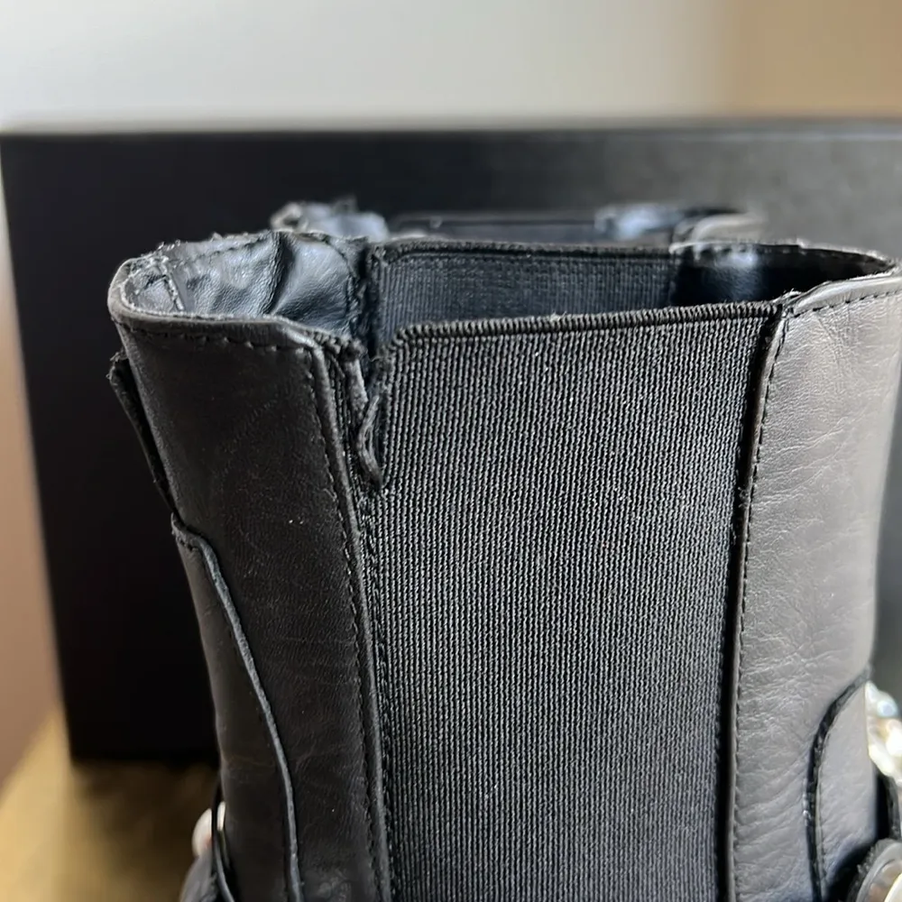 Zara Black Pearl Studded Moto Boots - Image 13