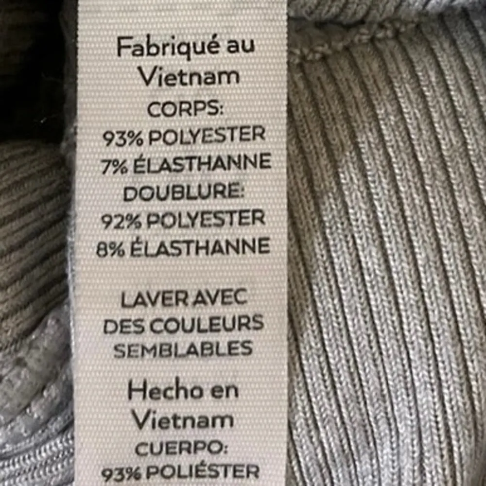 Alo Gray Square Neck Rib Knit Activewear Athletic Cropped Tank Top Sports Bra XS - Image 4