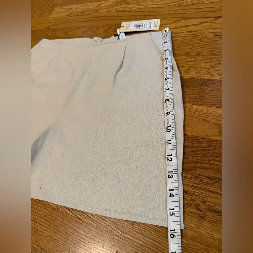 Cream High Waist Tailored linen Shorts size M Size M - Image 12