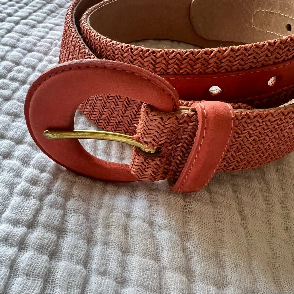 TALBOTS woven belt coral peach Women’s‎ SIZE XL pop of color - Image 4