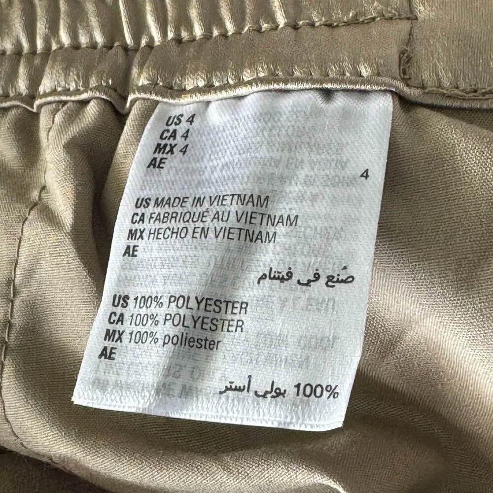 Charter Club SZ 4 Ankle Pant Mid-Rise Zip-Fly Elastic Waist Pocket Shiny Tan New - Image 9