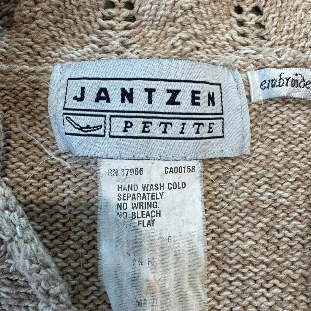 Jantzen vintage floral embroidered sweater scallop hem medium cottagecore H35 - Image 5