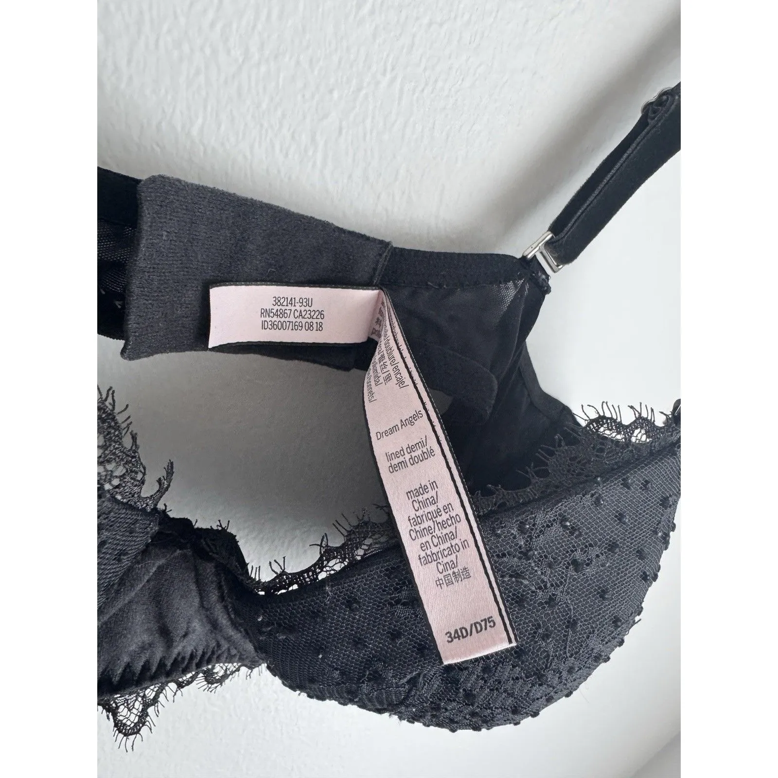Victoria’s Secret Black Lacy & Silk Adjustable / Convertible Bra Demi Lined 34D - Image 4