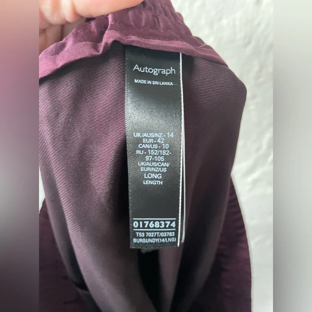 Autograph burgundy silly straight leg ankle pants, pockets, elastic waist; 14 Red - Image 6