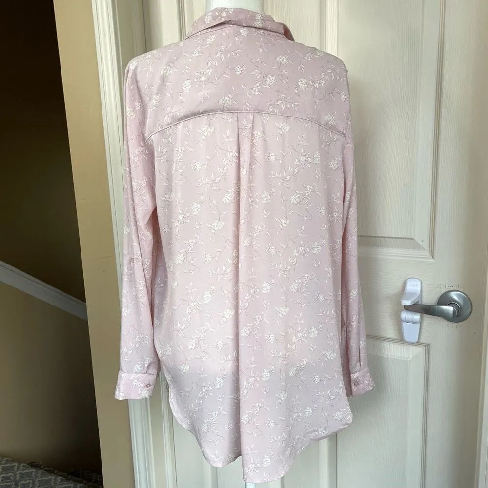 Candie’s Floral Roll Tab Button Front Tunic Blouse (Pink Floral) - XL - Image 4