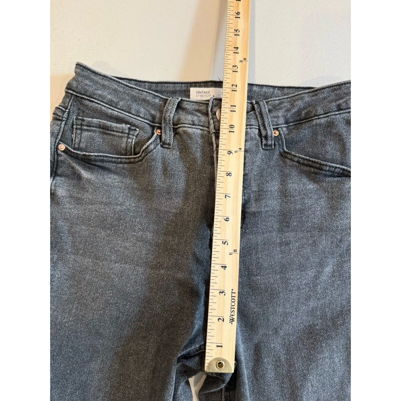 Slim Straight Jeans Womens 28" Black High Rise 'Vintage Stretch' 90s Minimalist - Image 6